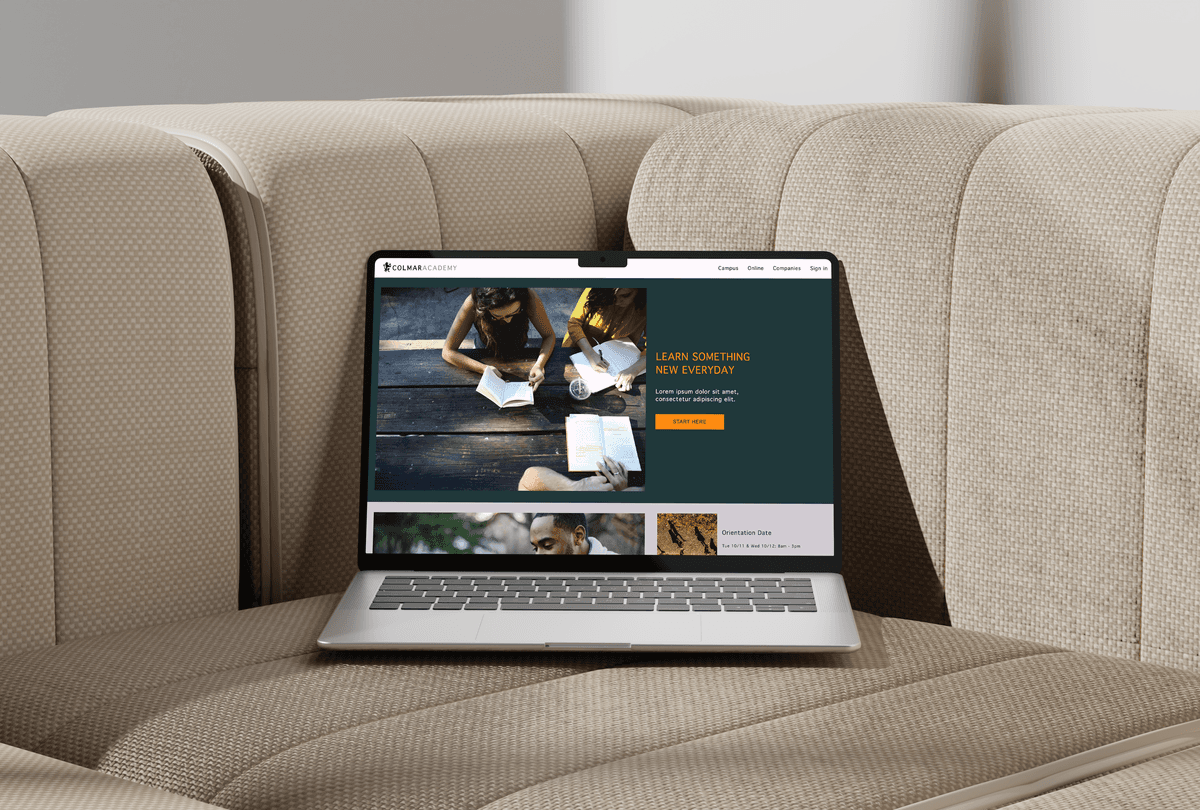 Mock up screen of Colmar academy website