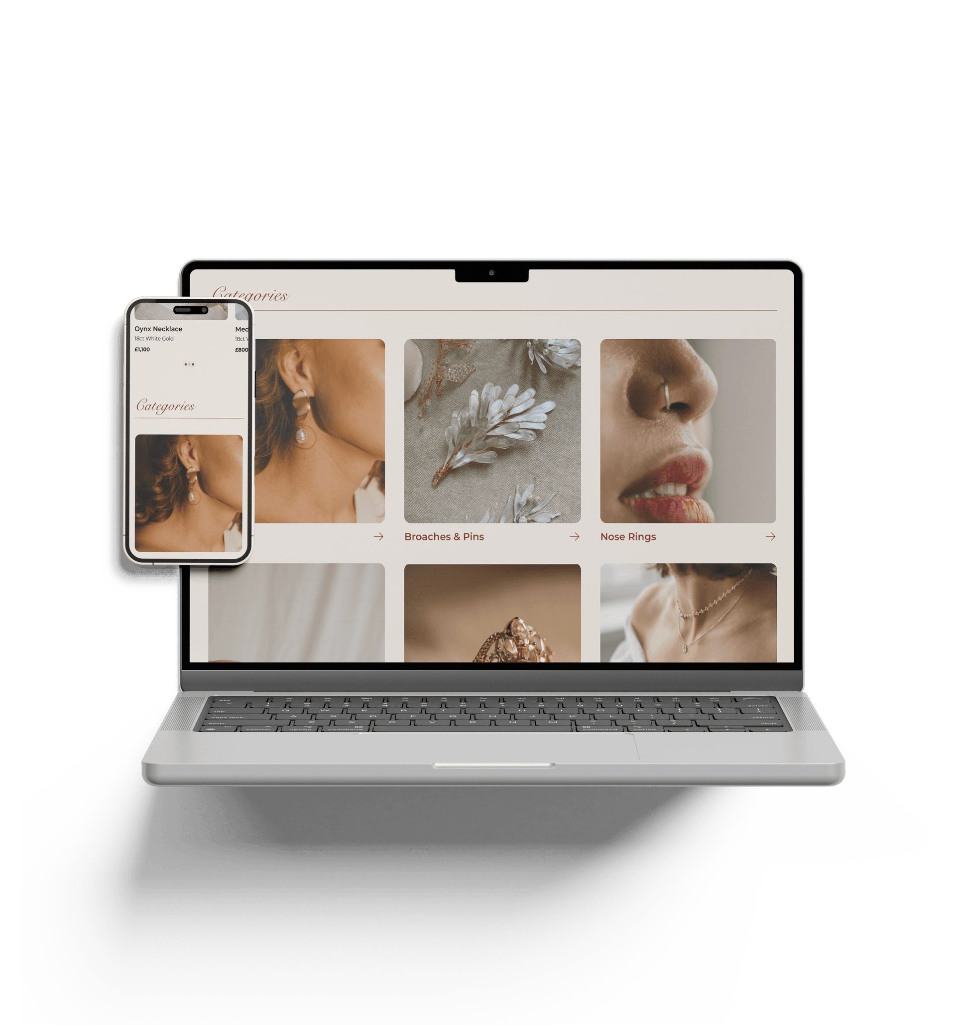 Laptop and mobile screenshot of the Sierra Jewellery website