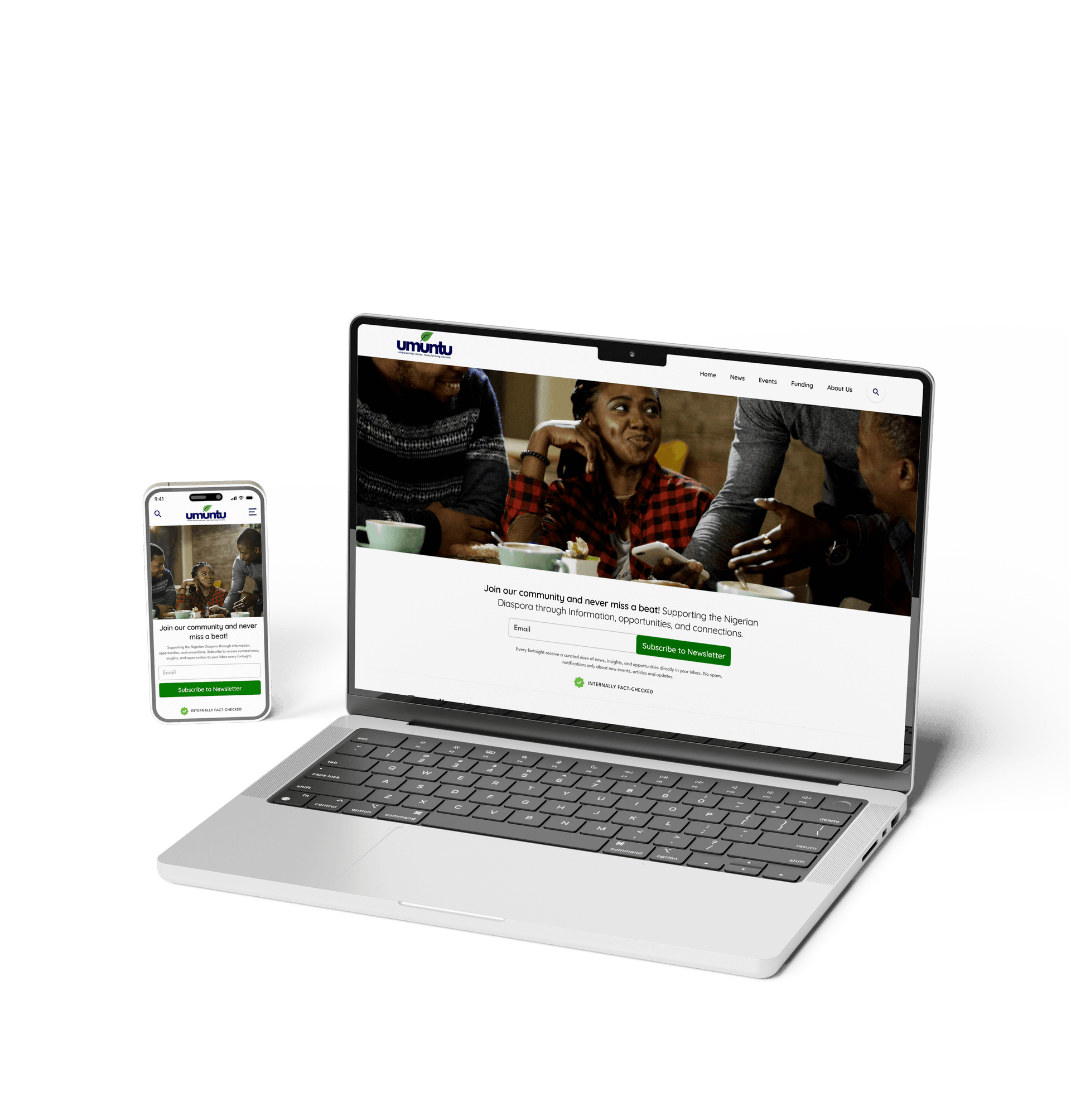 Umuntu homepage displayed on laptop and mobile